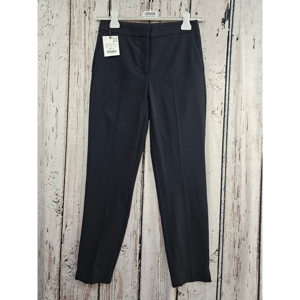 Zara Dress Pants Womens S Black Pinstripe Trousers Slim Fit Career Office new